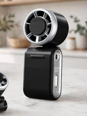 Mini Portable Handheld Turbo Fan 12H Rechargeable - Black